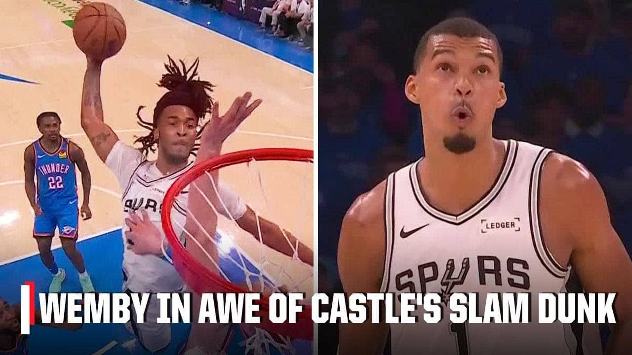 Stephon Castle MONSTER jam & Wemby couldn't believe it 😱 | NBA on ESPN