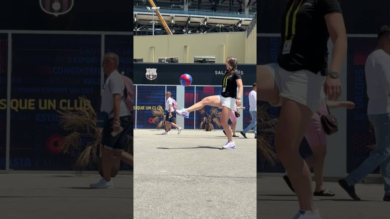 Hannah-Donna at the Nou Camp! ⚽️🔥 Looks like someone's been practising their kick-ups 👀