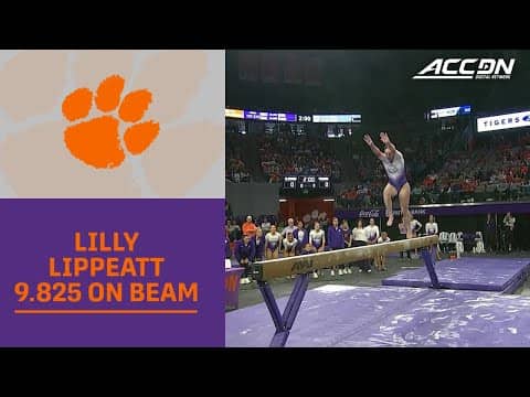 Clemson Redshirt Junior Lilly Lippeatt's 9.825 On Beam Ties For 1st Place