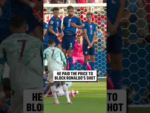 Ronaldo's free kick hits Marin Pongračić in a very difficult spot...