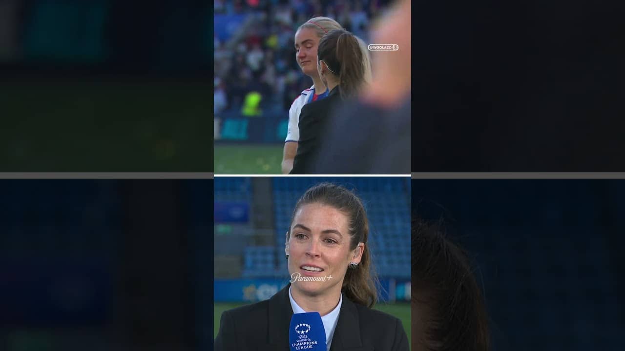 Football beyond the result 🥺 Kelley and Lindsey share an emotional moment after the #UWCL final ❤️