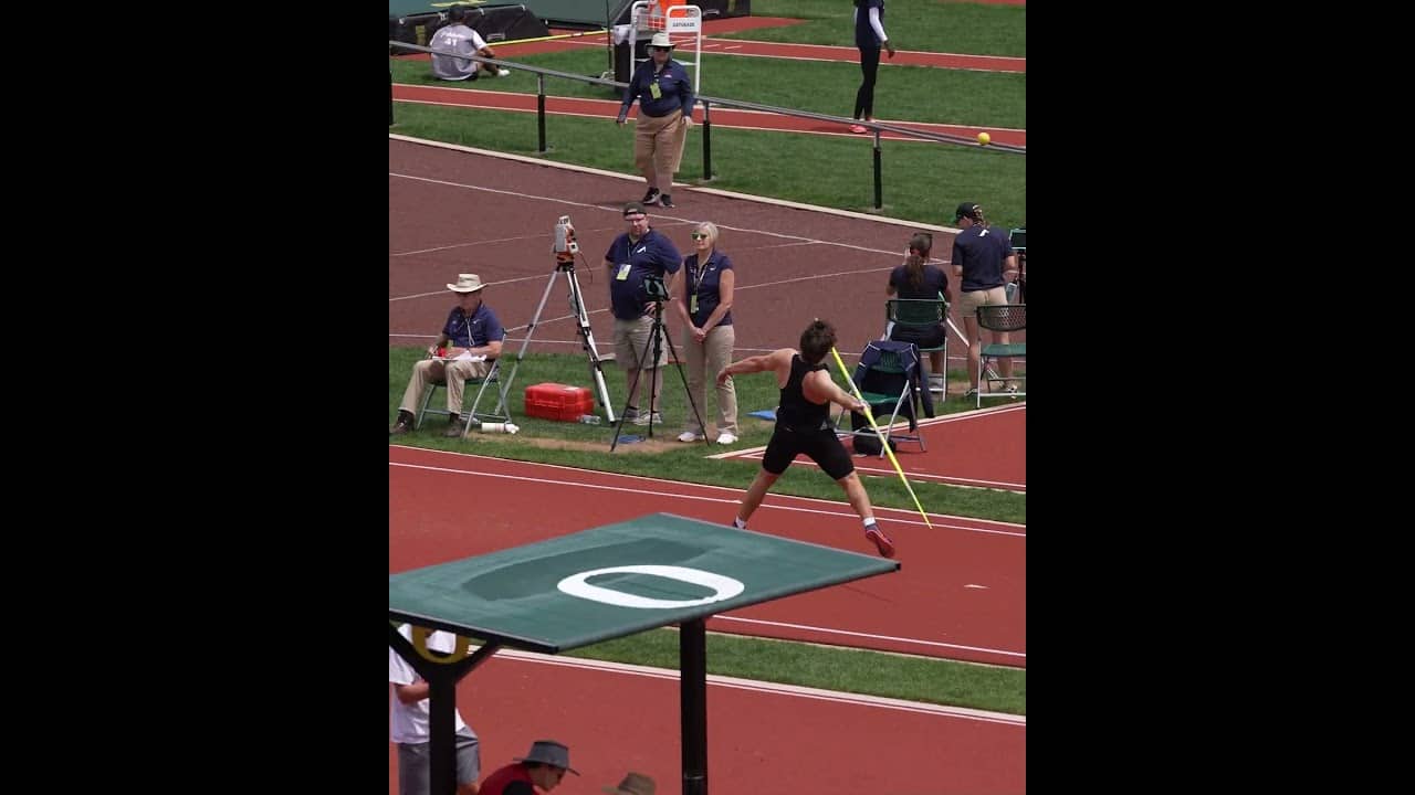 A medal upgrade for Nolan Carey 🥇🇺🇲 #usatf #javelin #athlete #trackandfield