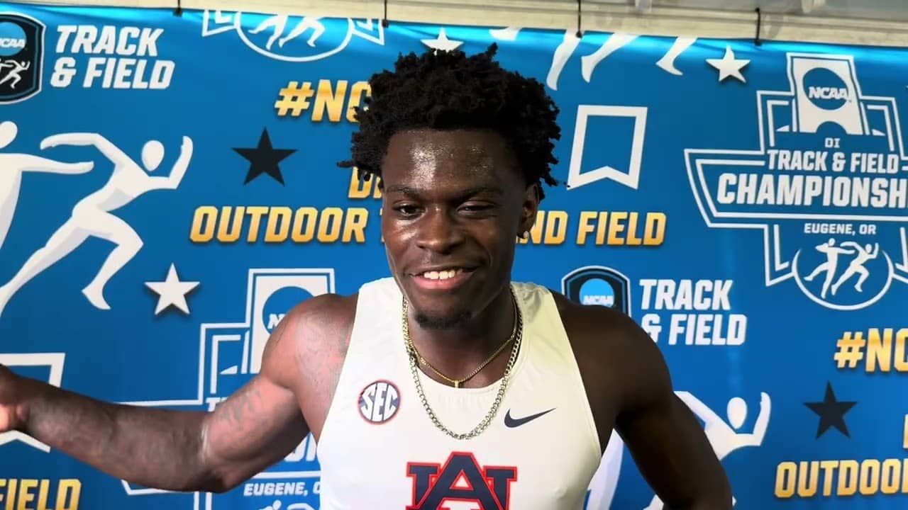 Auburn’s Ja’Kobe Tharp after stunning 12.75 WORLD RECORD in 110m hurdles at NCAAs