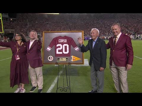 Lee Corso was presented with a replica of his Florida State jersey ❤️