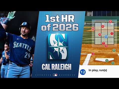 Cal Raleigh wins a 12-PITCH BATTLE against Jacob deGrom for his first home run of the season! 🔱