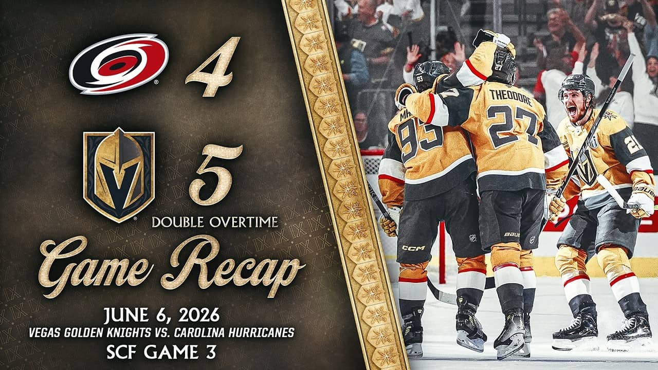 GAME 3 HIGHLIGHTS | Vegas Golden Knights 5, Carolina Hurricanes 4, 2OT | June 6, 2026