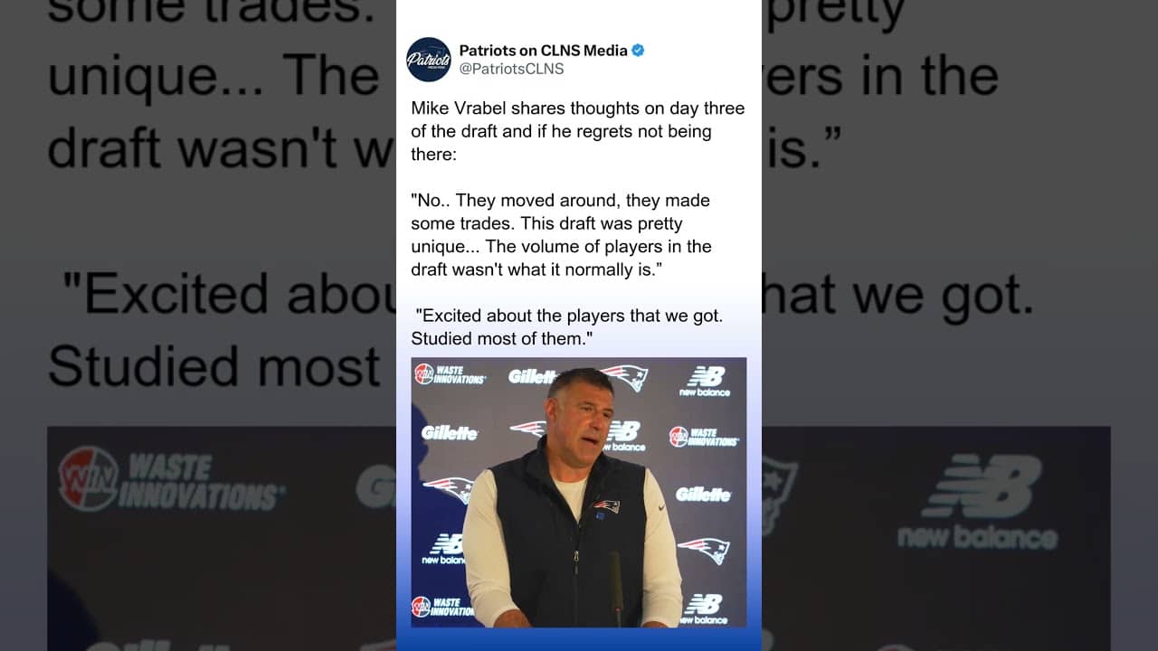Mike Vrabel on day 3 of the draft and if he regrets not being there #patriots