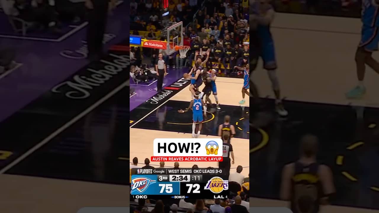 Austin Reaves gets tricky in the air for the tough layup!