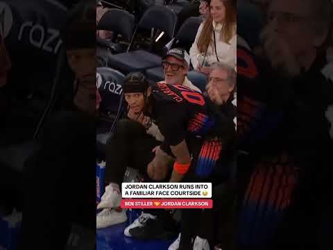 Jordan Clarkson says hello to Ben Stiller