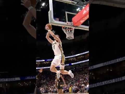 Karlo Matkovic throws down 180 alley oop slam dunk #pelicans #cavaliers #highlights