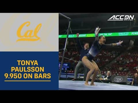 Cal's Tonya Paulsson Earns Top Spot With A 9.950 On Bars