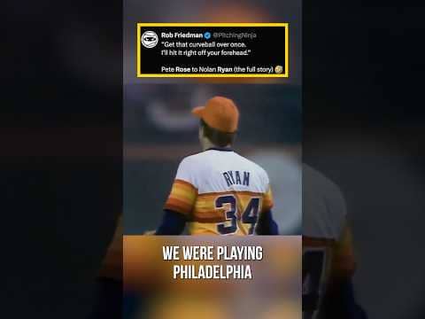 “Get that curveball over once. I’ll hit it right off your forehead. ”Pete Rose to Nolan Ryan 😂