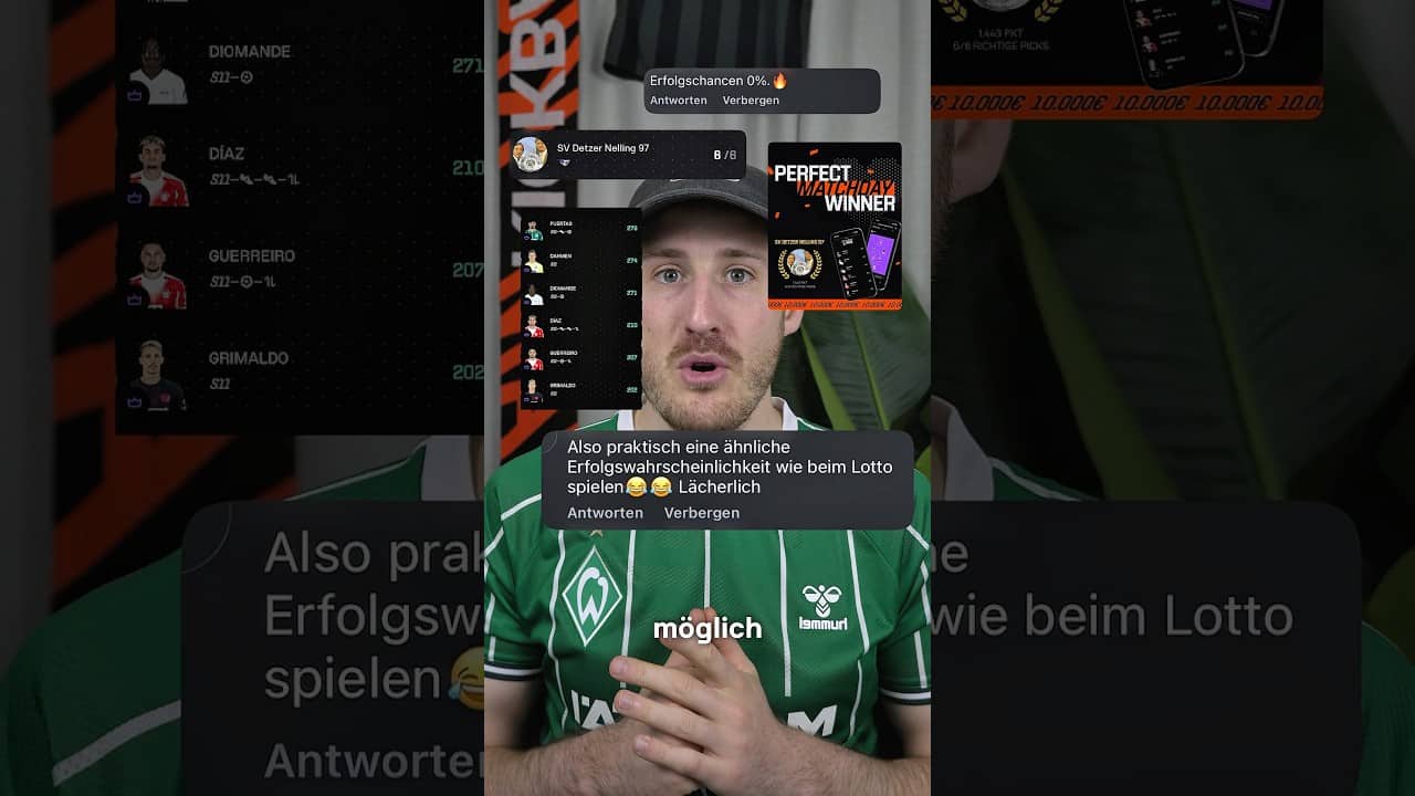 Jeremias hat es einfach geschafft! 🤯 Probier auch du dein Glück in der Perfect Matchday Challenge.