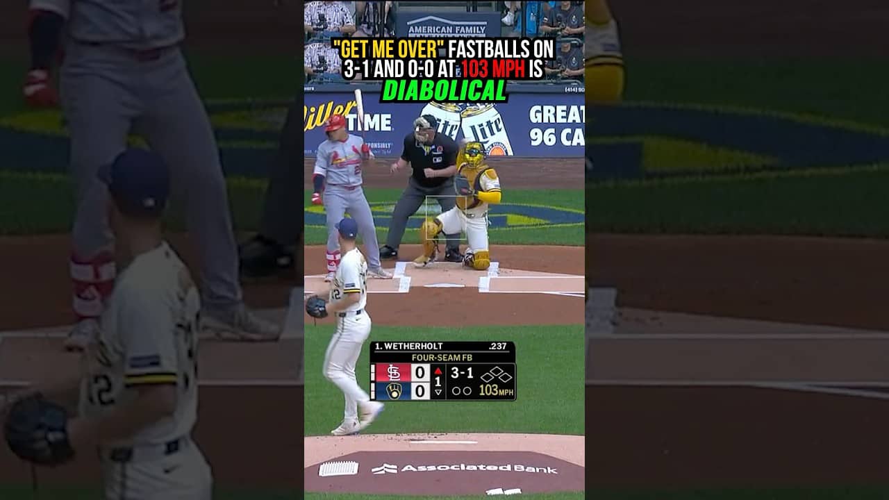Jacob Misiorowski throwing "get me over" fastballs on 3-1 and 0-0 at 103 mph is diabolical