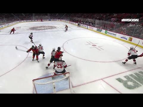Drake Batherson scores a goal against the New Jersey Devils