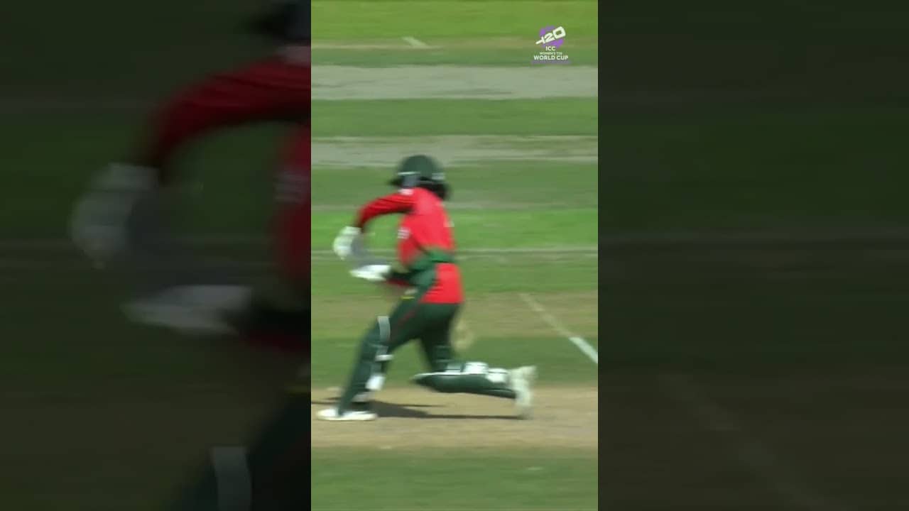 The guile of Radha Yadav on display as she removes the Bangladesh captain 👏 #T20WorldCup