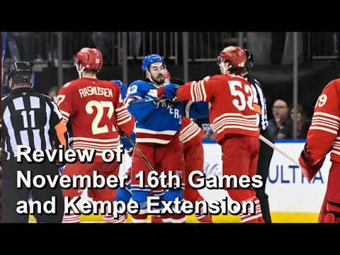 Review of November 16th NHL Games and the Kempe Extension