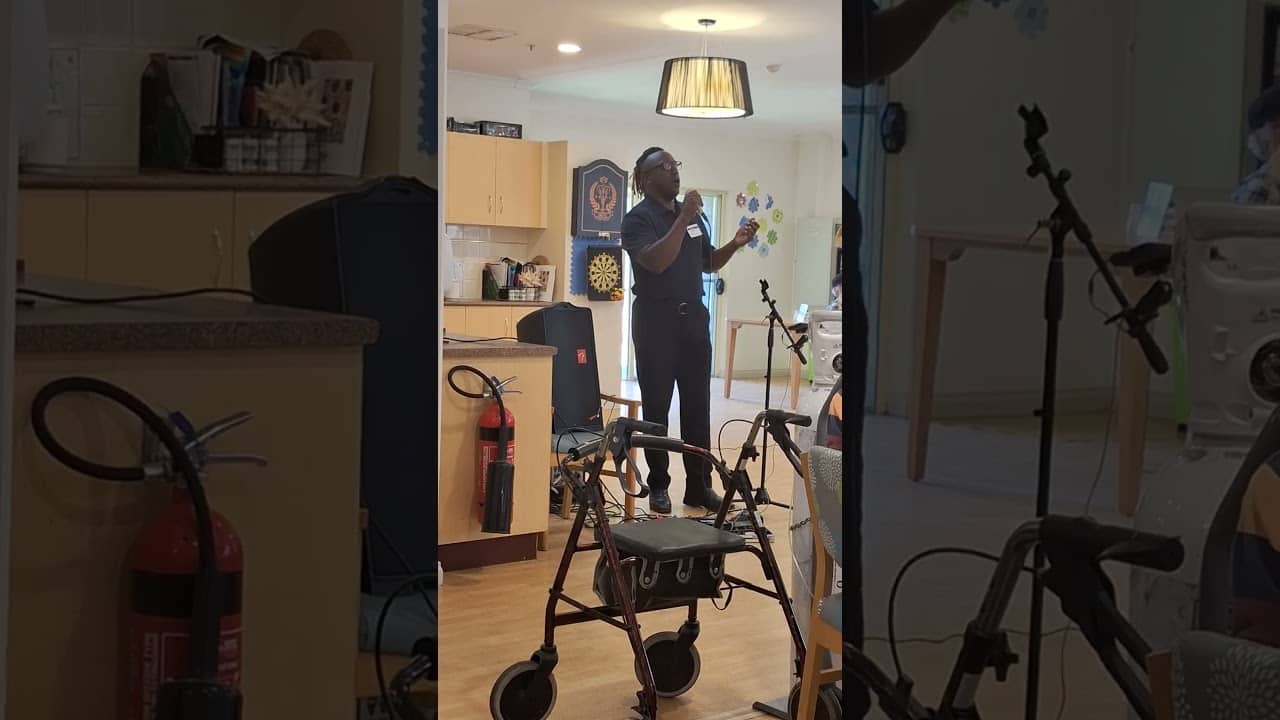 Henry Olonga sings Nessun Dorma at an aged care home in Adelaide