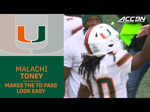 Miami Star WR Malachi Toney Makes The TD Pass Look Easy