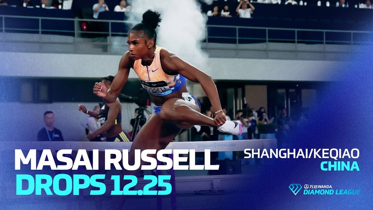 Masai Russell fires to 12.25 100m hurdles in Shanghai | Wanda Diamond League