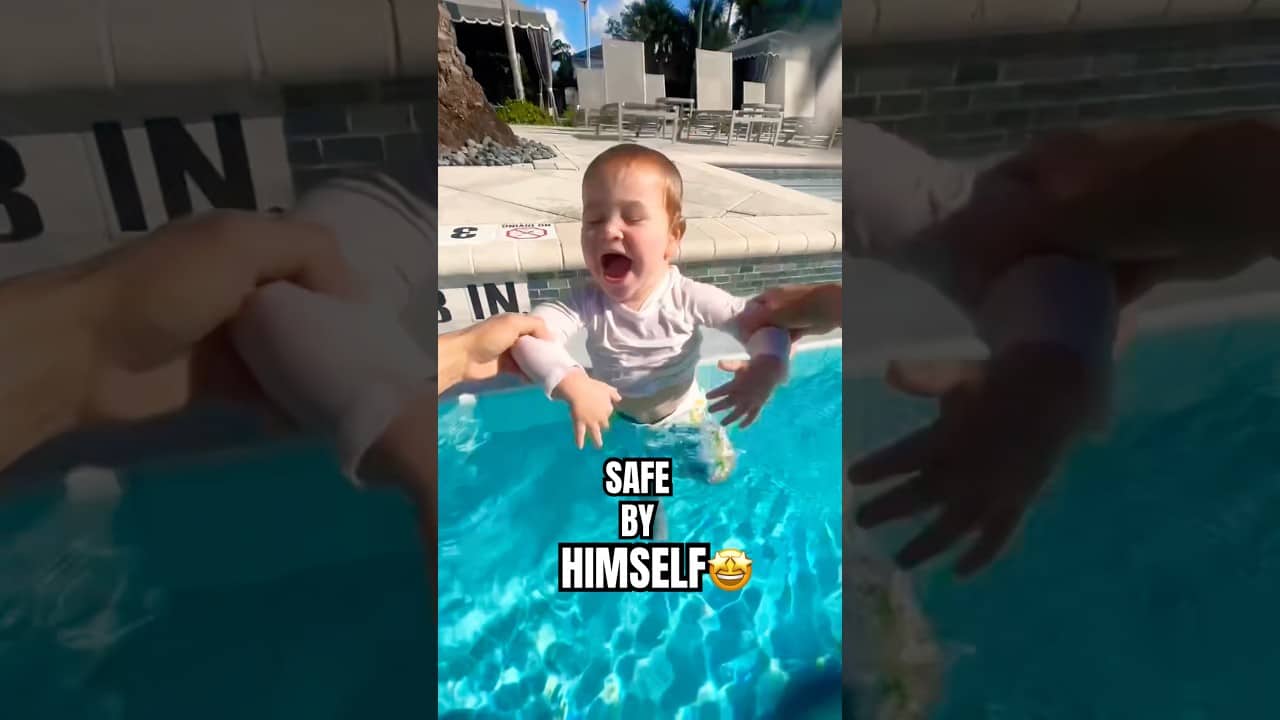 I found the way to teach babies how to save themselves in the pool!