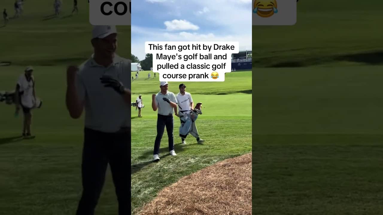The fan was okay after a wild golf ball from Drake Maye 😅 (via @annley_rice/TT)