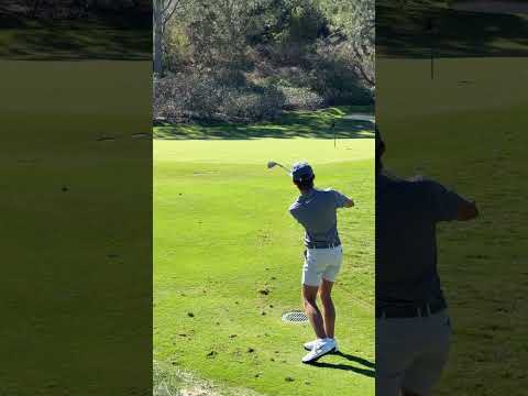 16-year-old Miles Russell had some fun with this back pin in The Kingdom's short game area.
