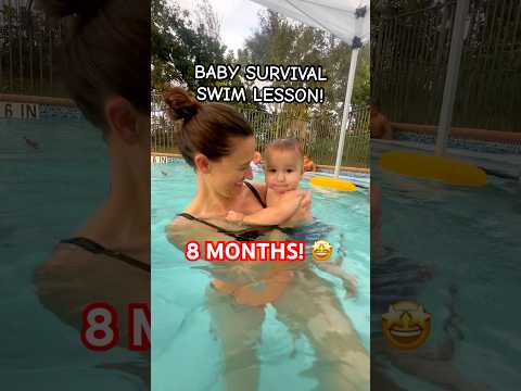 Teaching an 8-Month-Old Baby to Float & Submerge | Survival Swim Lesson