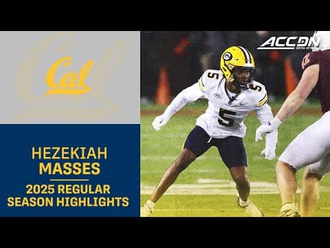 Hezekiah Masses 2025 Regular Season Highlights | Cal Cornerback
