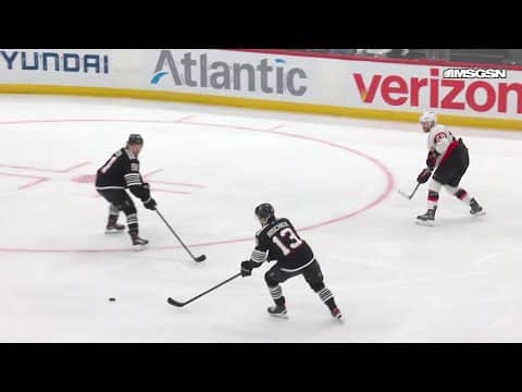 Shane Pinto scores a powerplay goal against the New Jersey Devils