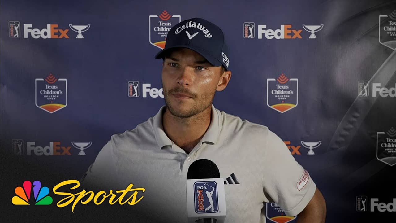 Nicolai Hojgaard gives Gary Woodland his flowers for Houston Open win | Golf on NBC Sports