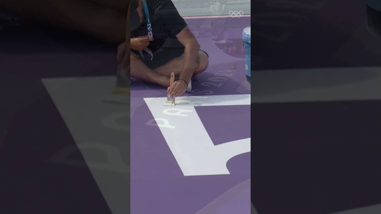 Those finishing touches! 🎨🖌️ The beautiful BMX freestyle course at Paris 2024 💜