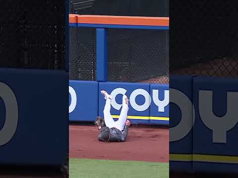 Carson Benge makes the catch at the wall 💪 #mets #mlb #baseball #sports #highlights