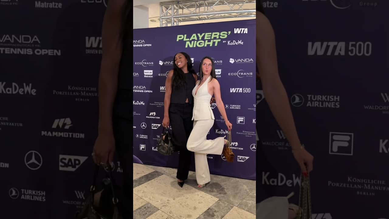 group chat irl 😅 Coco Gauff, Eva Lys & Alex Eala catch up at the Berlin player party! #wta #fashion