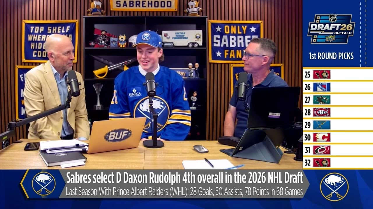 Daxon Rudolph Reacts To Being Drafted 4th Overall By The Buffalo Sabres | 2025 NHL Draft