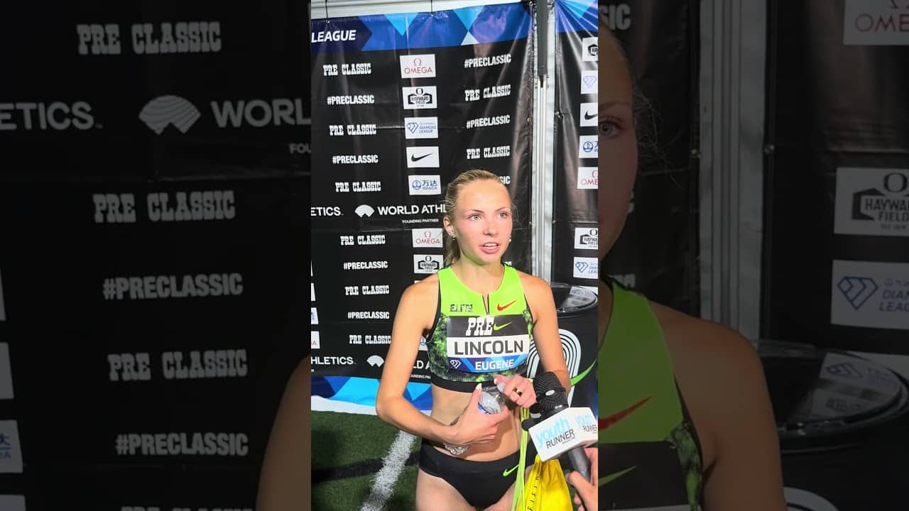 Ellery Lincoln post race after another personal best and racing the pros