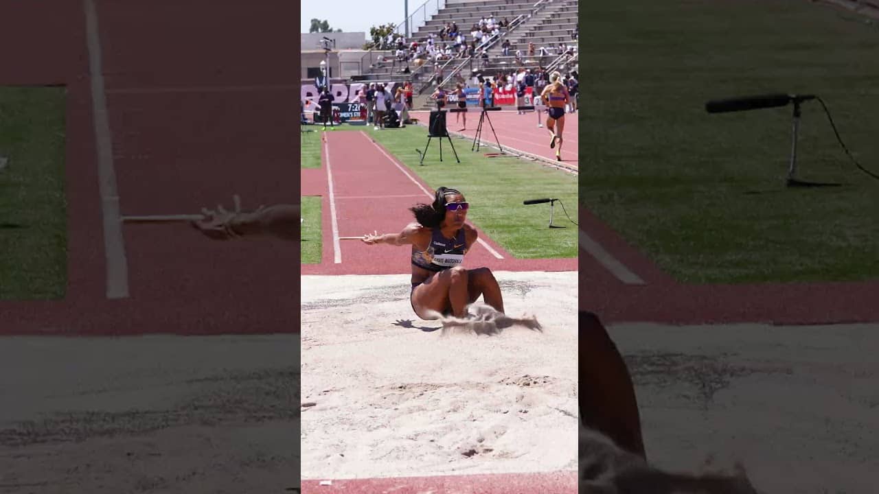 The wind let Tara fly 😮‍💨🪽 She soared to 7.20m & 7.25m in the long jump for a PB and 🌎 lead #track