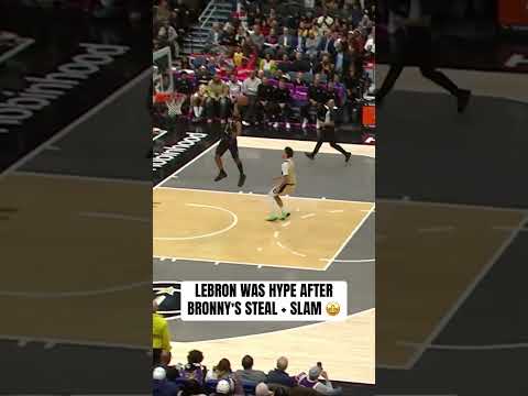 Bronny turns the steal into the big fastbreak jam 💪