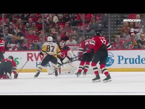 Ryan Graves scores a goal against the New Jersey Devils