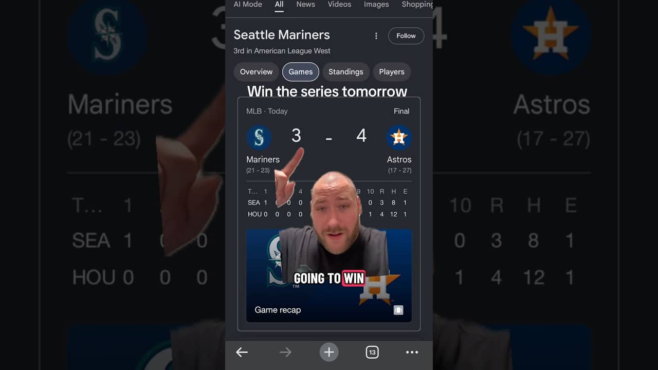 Mariners Lose their first game to the Astros in 2026