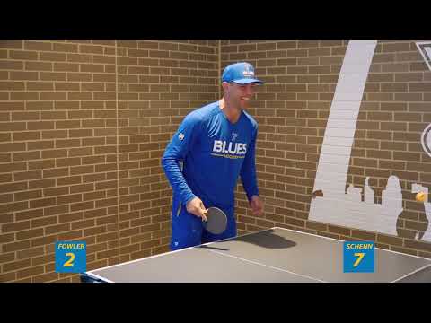 Brayden Schenn and Cam Fowler play ping pong