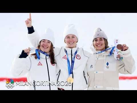 Liz Lemley, Jaelin Kauf accept medals after 1-2 finish in moguls | Winter Olympics 2026 | NBC Sports