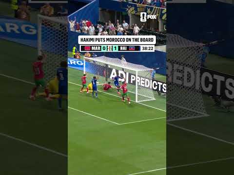 Achraf Hakimi scores Morocco's first goal of the match vs Haiti