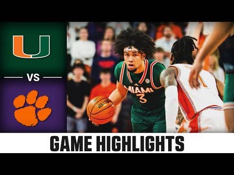 Miami vs. Clemson Game Highlights | 2025-26 ACC Men's Basketball