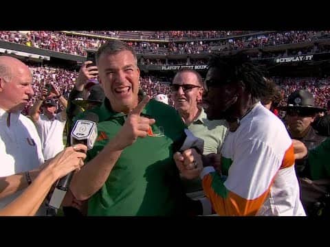 'WAY TO GO COACH' 🗣️ Michael Irvin interrupts Cristobal's interview after CFP win vs. Texas A&M