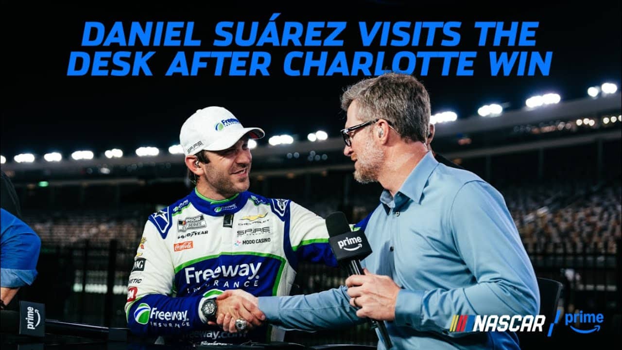 Daniel Suárez joins the desk to celebrate his Coca-Cola 600 win | NASCAR on Prime