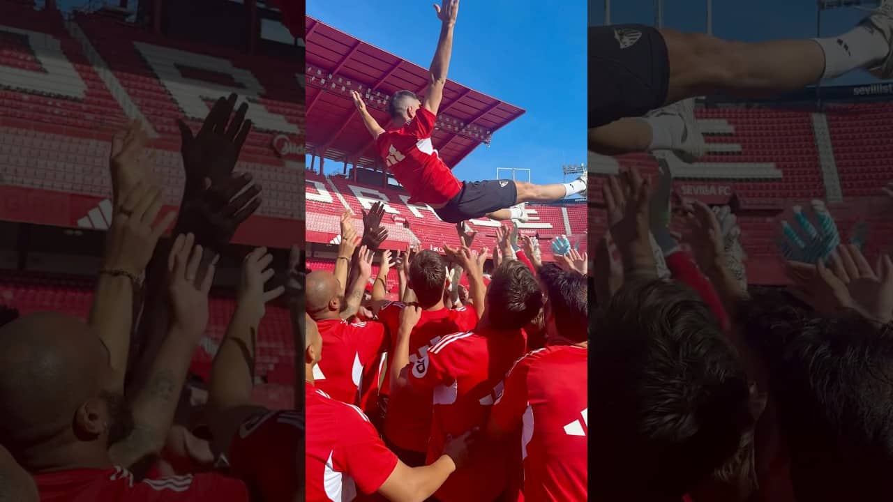 🥹 El cariño del vestuario para Azpilicueta tras anunciar su retirada 🤍❤️#WeareSevilla