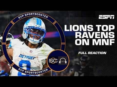 MNF Reaction 🍿 Lions run for 4 TDs, sack Lamar Jackson 7 times in win | SC with SVP