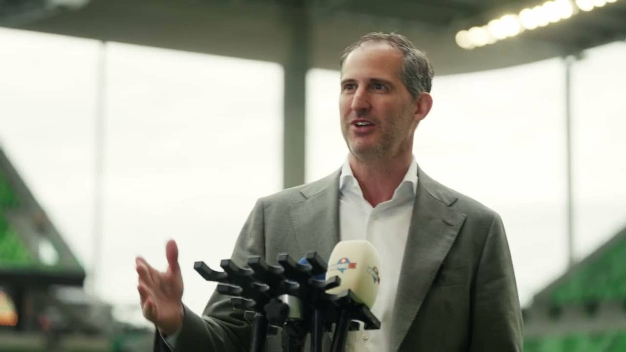 Austin FC President Andy Loughnane on the 39-day celebration during FIFA World Cup 2026 in Austin.