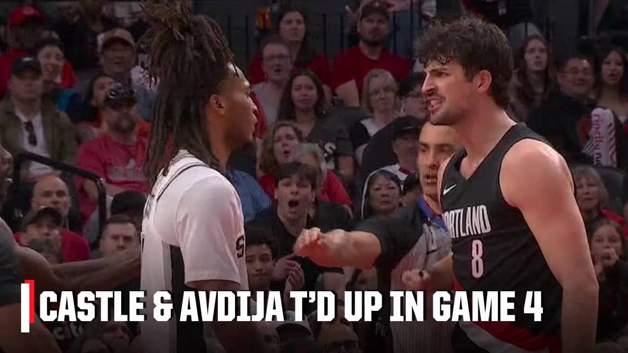 Stephon Castle and Deni Avdija receive double technical late in Game 4 | NBA on ESPN